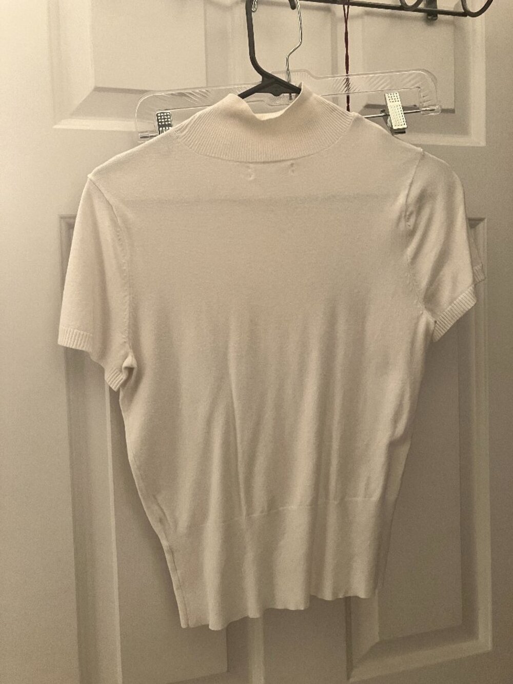 off white short sleeve mock turtle neck sweater top, Size S
